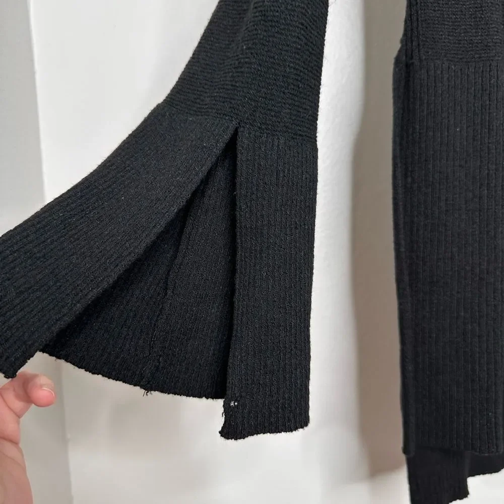 Free People Black Crisscross Front Knit Sweater